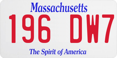 MA license plate 196DW7