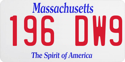 MA license plate 196DW9