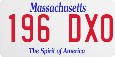 MA license plate 196DX0