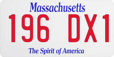 MA license plate 196DX1
