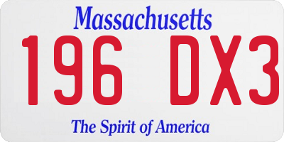 MA license plate 196DX3
