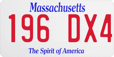 MA license plate 196DX4
