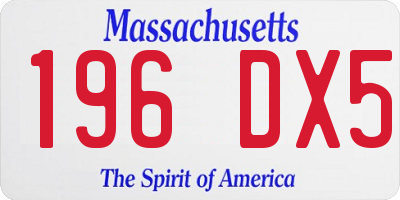 MA license plate 196DX5