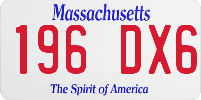 MA license plate 196DX6
