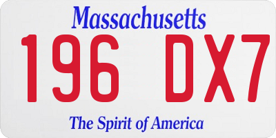MA license plate 196DX7