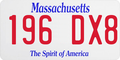 MA license plate 196DX8