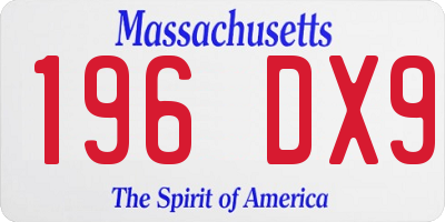 MA license plate 196DX9