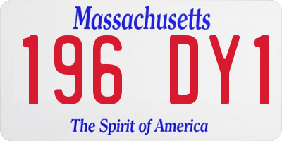 MA license plate 196DY1