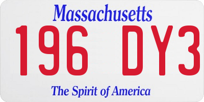 MA license plate 196DY3