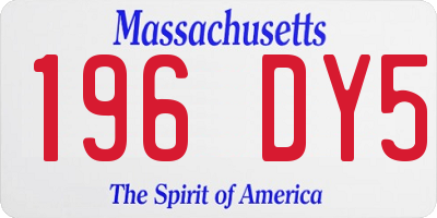 MA license plate 196DY5
