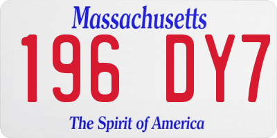 MA license plate 196DY7