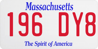 MA license plate 196DY8