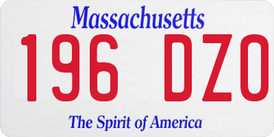 MA license plate 196DZ0