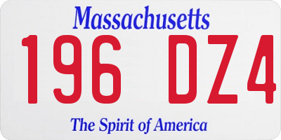 MA license plate 196DZ4
