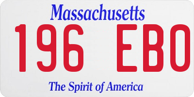 MA license plate 196EB0