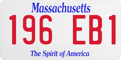 MA license plate 196EB1