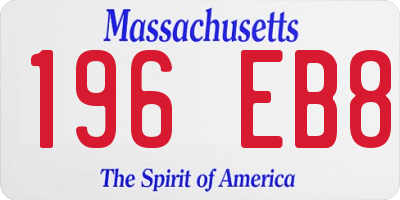 MA license plate 196EB8