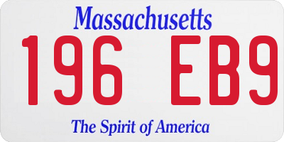 MA license plate 196EB9