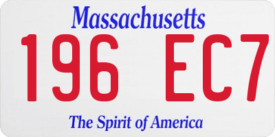 MA license plate 196EC7
