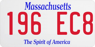 MA license plate 196EC8