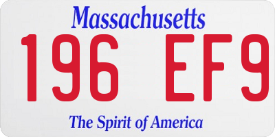 MA license plate 196EF9