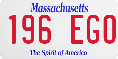 MA license plate 196EG0