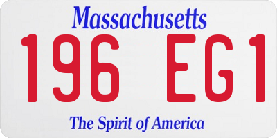 MA license plate 196EG1