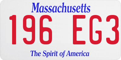 MA license plate 196EG3