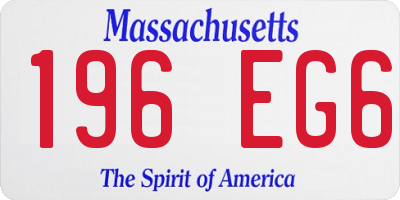 MA license plate 196EG6