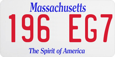 MA license plate 196EG7