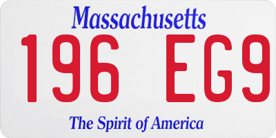 MA license plate 196EG9