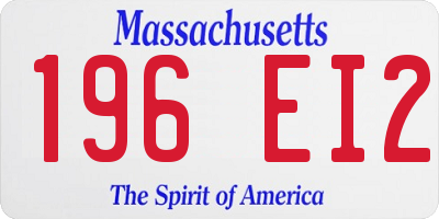 MA license plate 196EI2
