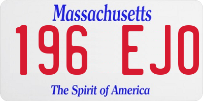 MA license plate 196EJ0
