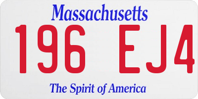 MA license plate 196EJ4