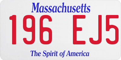 MA license plate 196EJ5