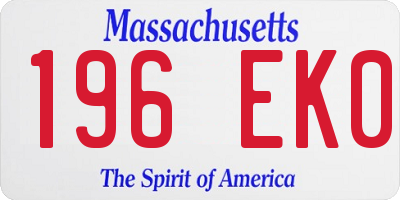 MA license plate 196EK0