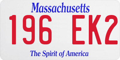 MA license plate 196EK2