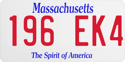 MA license plate 196EK4