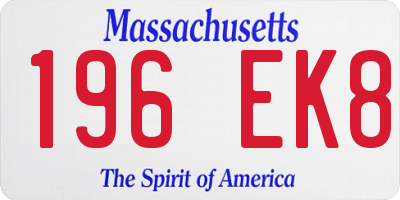 MA license plate 196EK8