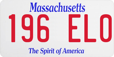MA license plate 196EL0