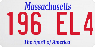 MA license plate 196EL4