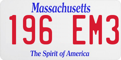 MA license plate 196EM3