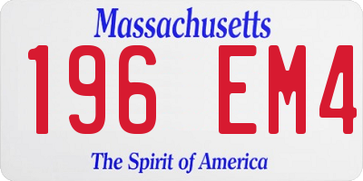 MA license plate 196EM4