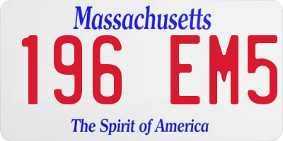 MA license plate 196EM5