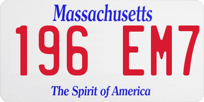 MA license plate 196EM7