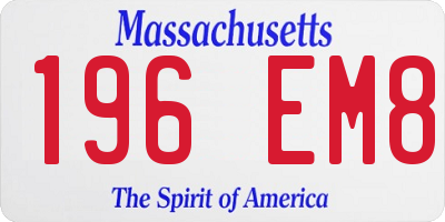 MA license plate 196EM8