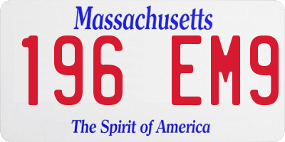 MA license plate 196EM9