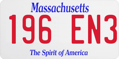 MA license plate 196EN3