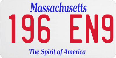 MA license plate 196EN9
