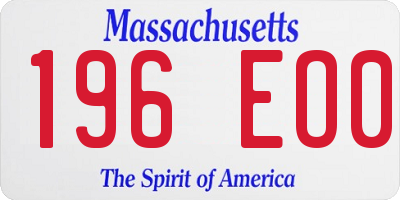 MA license plate 196EO0